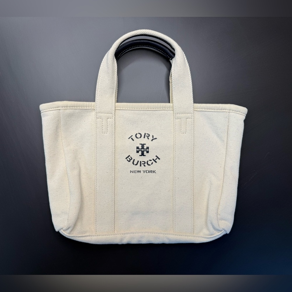 TORY BURCH *NWOT* Mini Mercer Canvas Tote Bag in Natural - Picture 5 of 11